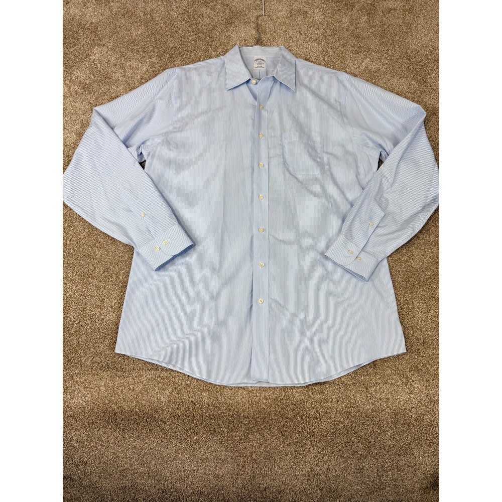 Brooks Brothers 1818 Regent Dress Shirt Mens‎ 17-6/7 Blue Pinstripe Cotton